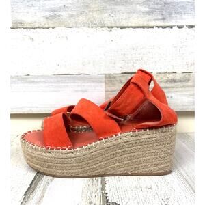 Coconuts By Matisse Womens 7.5 Orange Soire Platform Wedge Espadrille Sandal